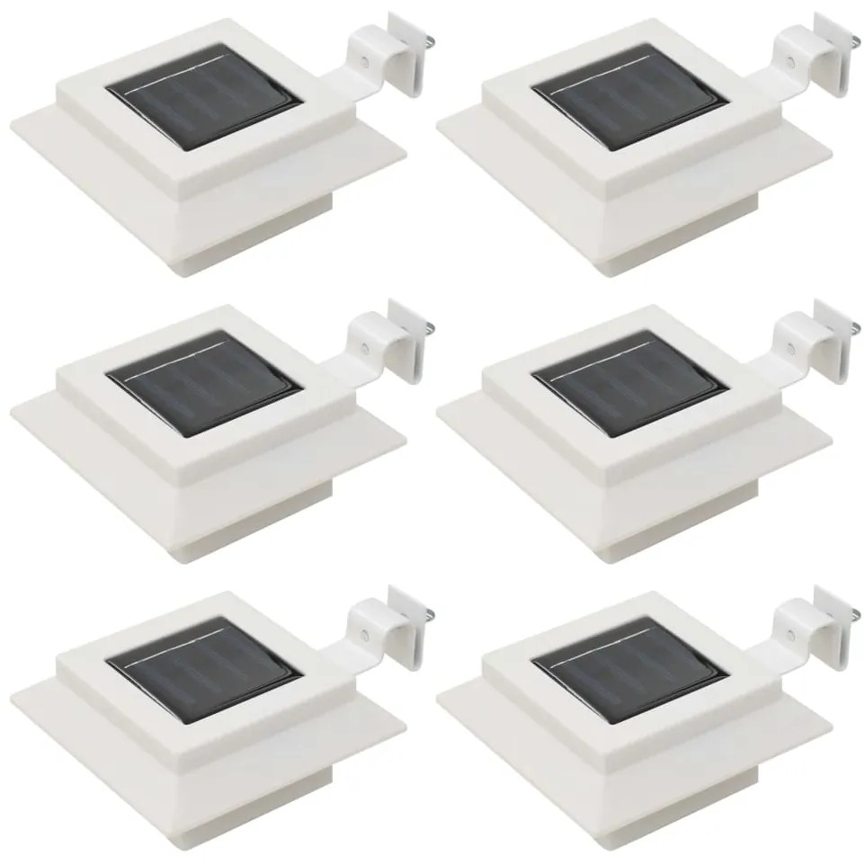 vidaXL Φωτιστικά Εξωτ. Χώρου Ηλιακά 6 τεμ. LED Τετράγωνα Λευκά 12 εκ.