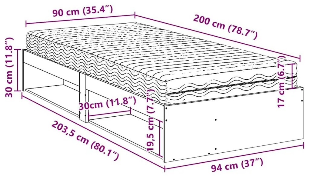 Καναπές Κρεβάτι με Στρώμα Καφέ 90x200 εκ. Μασίφ Ξύλο Πεύκου - Καφέ