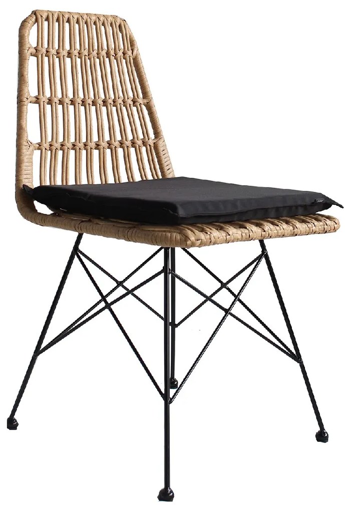 ΚΑΡΕΚΛΑ ΚΗΠΟΥ ARTELIBRE ALFONSE ΦΥΣΙΚΟ/ΜΑΥΡΟ ΜΕΤΑΛΛΟ/RATTAN 47X62X81CM