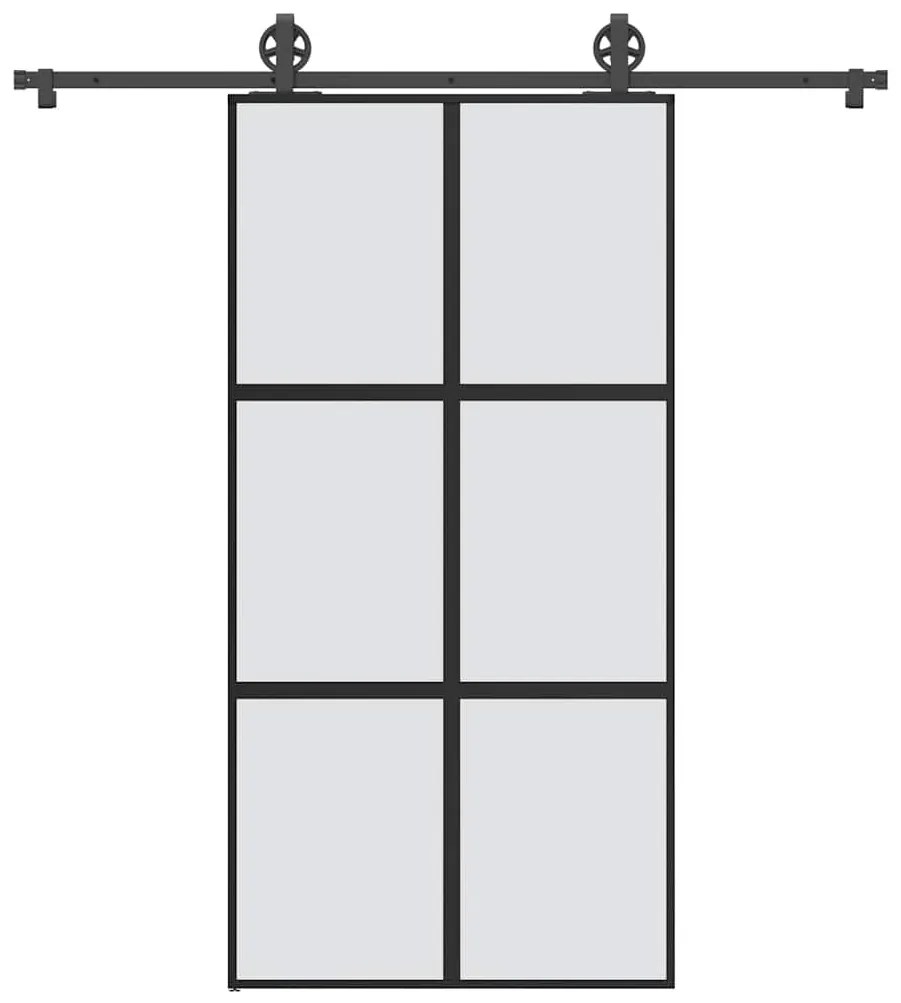 vidaXL Συρόμενη πόρτα με σετ υλικού 102,5x205 cm από γυαλί&Αλουμίνιο