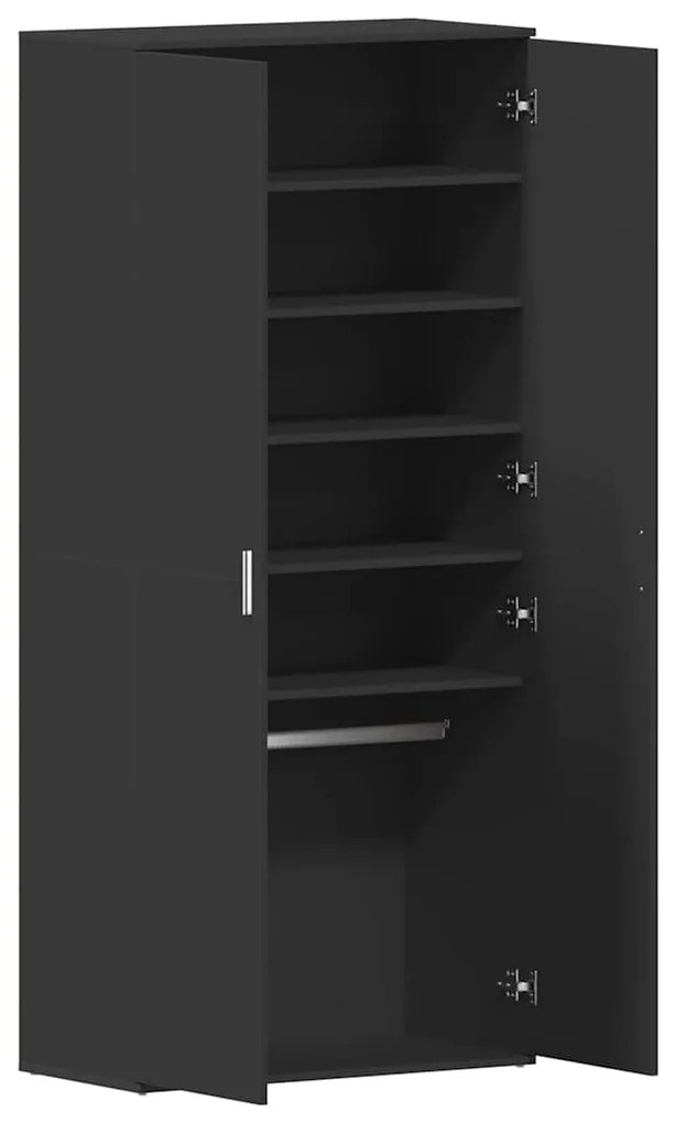 vidaXL Ντουλάπα Παπουτσιών Μαύρο 80 x 39 x 180 εκ Επεξεργασμένο ξύλο