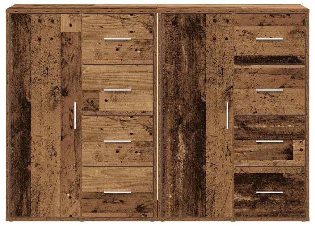 vidaXL Πλαϊνό γραφείο με συρτάρι 2 pcs Παλιό ξύλο 60 x 31 x 84 εκ.