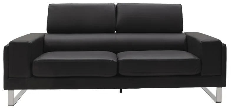 Καναπές Shea pakoworld 3θέσιος pu μαύρο-inox 198x80x87εκ