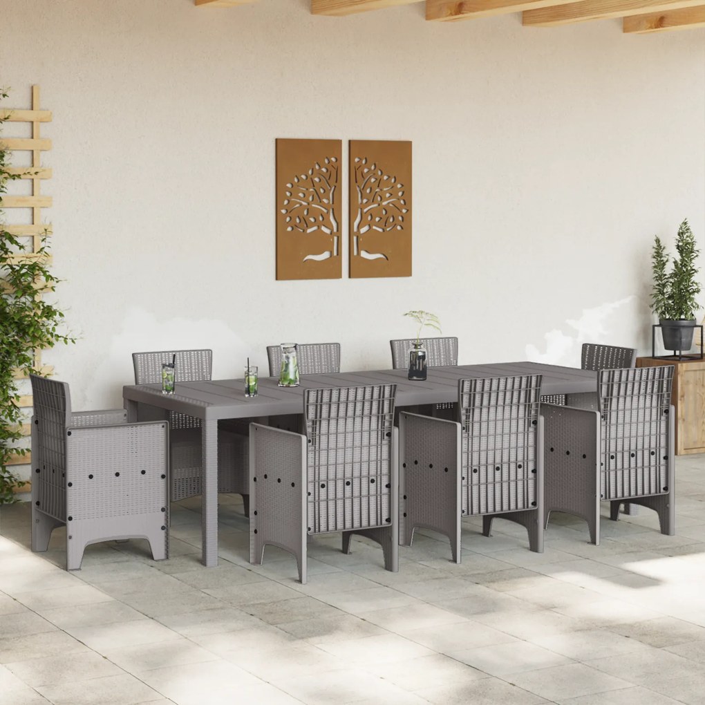 vidaXL Τραπέζι Κήπου Ανοιχτό Γκρι 250x100x73 εκ, Πολυ Ράτα