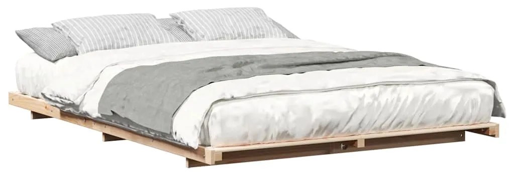 vidaXL Κρεβάτι δαπέδου Καφέ 160 x 200 cm Μασίφ ξύλο πεύκου