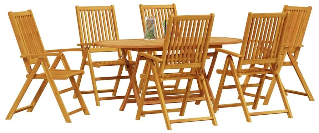 vidaXL Σέτ φαγητού για κήπο 7 pcs Καφέ Στερεό Ξύλο Ακακίας