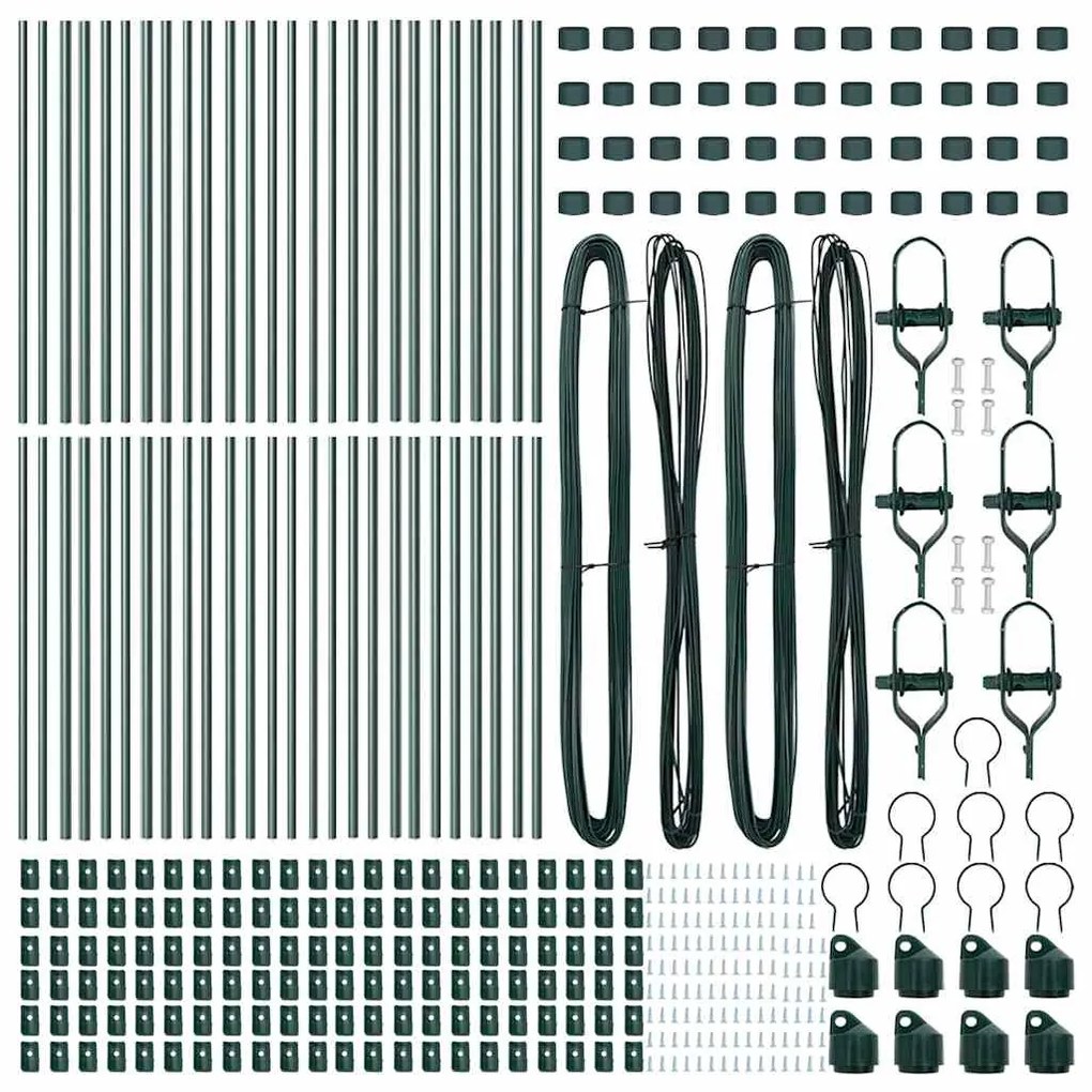 vidaXL Στύλος Περιφράξεων 52 pcs Πράσινο 3.2 x 3.2 x 80 εκ Ατσάλι