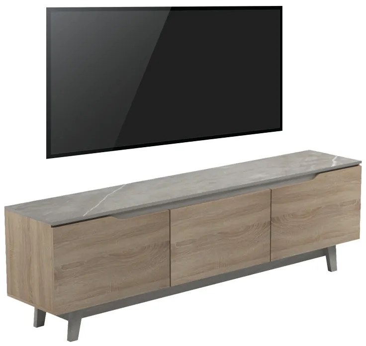 Έπιπλο τηλεόρασης Kasandra pakoworld μπεζ μαρμάρου-sonoma 180x35x48.5εκ