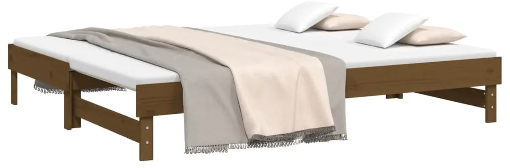 vidaXL Καναπές Κρεβάτι Συρόμενος Μελί 2x(100x200) εκ. από Μασίφ Πεύκο