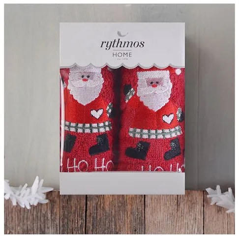 ΣΕΤ ΠΕΤΣΕΤΕΣ ΧΕΡΙΩΝ 2 ΤΜΧ ΚΟΥΤΙ RYTHMOS CHRISTMAS TERRY GIFT SET (1) ΑΓΙΟΣ ΒΑΣΙΛΗΣ 2(30X50) ΚΟΚΚΙΝΟ-ΚΟΚΚΙΝΟ