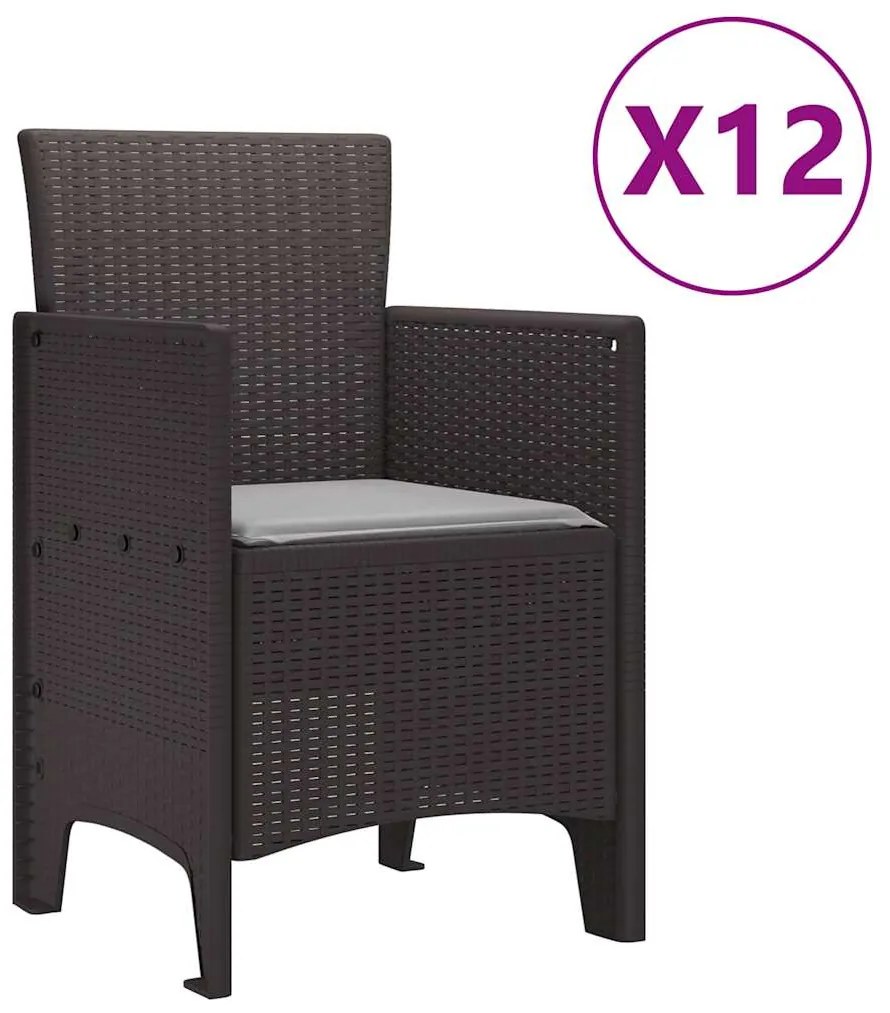vidaXL Σέτ φαγητού για κήπο 13 pcs Καφέ Rattan Polt