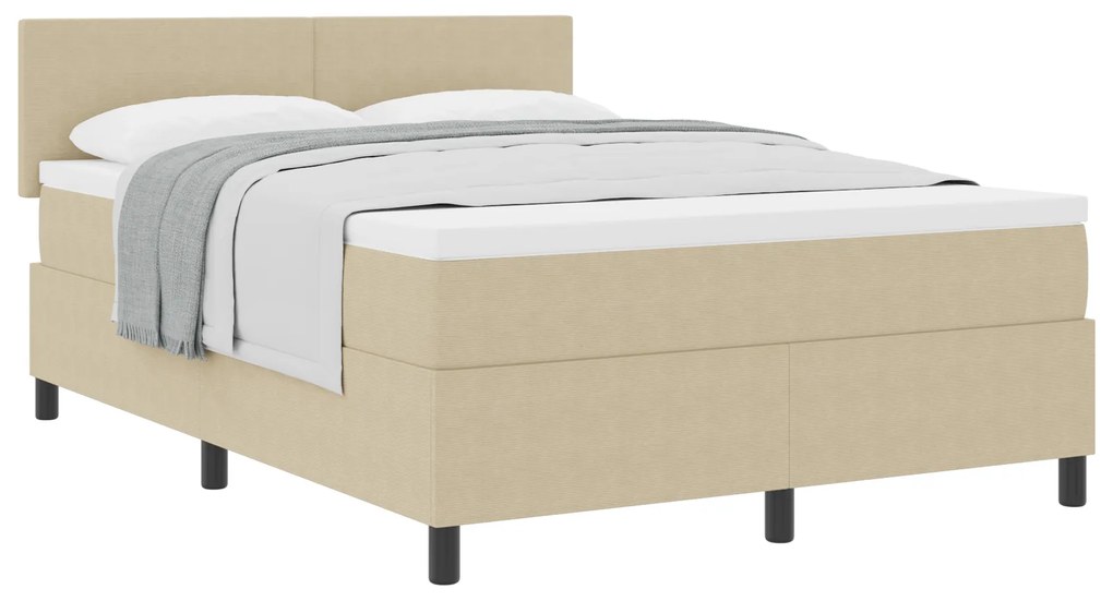 vidaXL Κρεβάτι με Στρώμα Ανοιχτό Πράσινο Γκρι 140x200 εκ. Ύφασμα Κορντούρας
