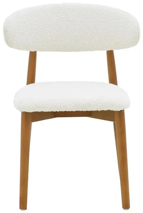 Καρέκλα Τραπεζαρίας Ubene Rubberwood Kαρυδί - Mπουκλέ Ύφασμα Λευκό 51x56x79εκ. 2αδα 51x56x79 εκ.