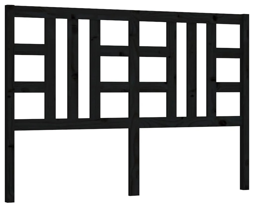 vidaXL Κεφαλάρι Κρεβατιού Μαύρο 126 x 4 x 100 εκ. Μασίφ Ξύλο Πεύκου