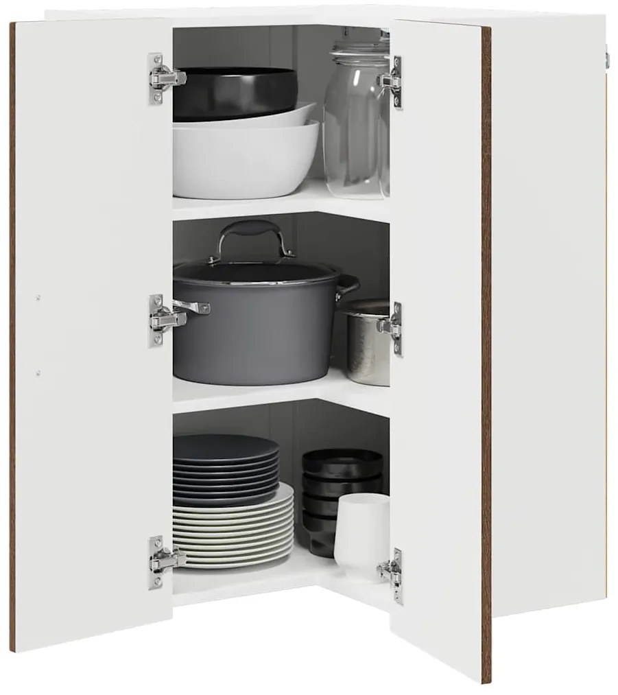 vidaXL Κρεμαστό ντουλάπι κουζίνας με ράφι Καφέ δρυς 57 x 57 x 80 εκ.
