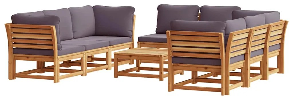 vidaXL Σαλόνι Κήπου Σετ 9 Τεμαχίων από Μασίφ Ξύλο Ακακίας με Μαξιλάρια