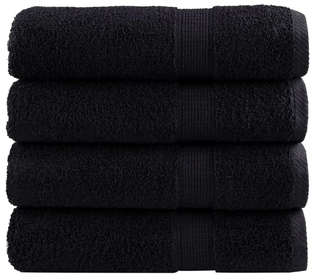 vidaXL Πετσέτες Μπάνιου Premium SOLUND 4 τεμ. Μαύρες 100x150 εκ. 600 γρ./μ²