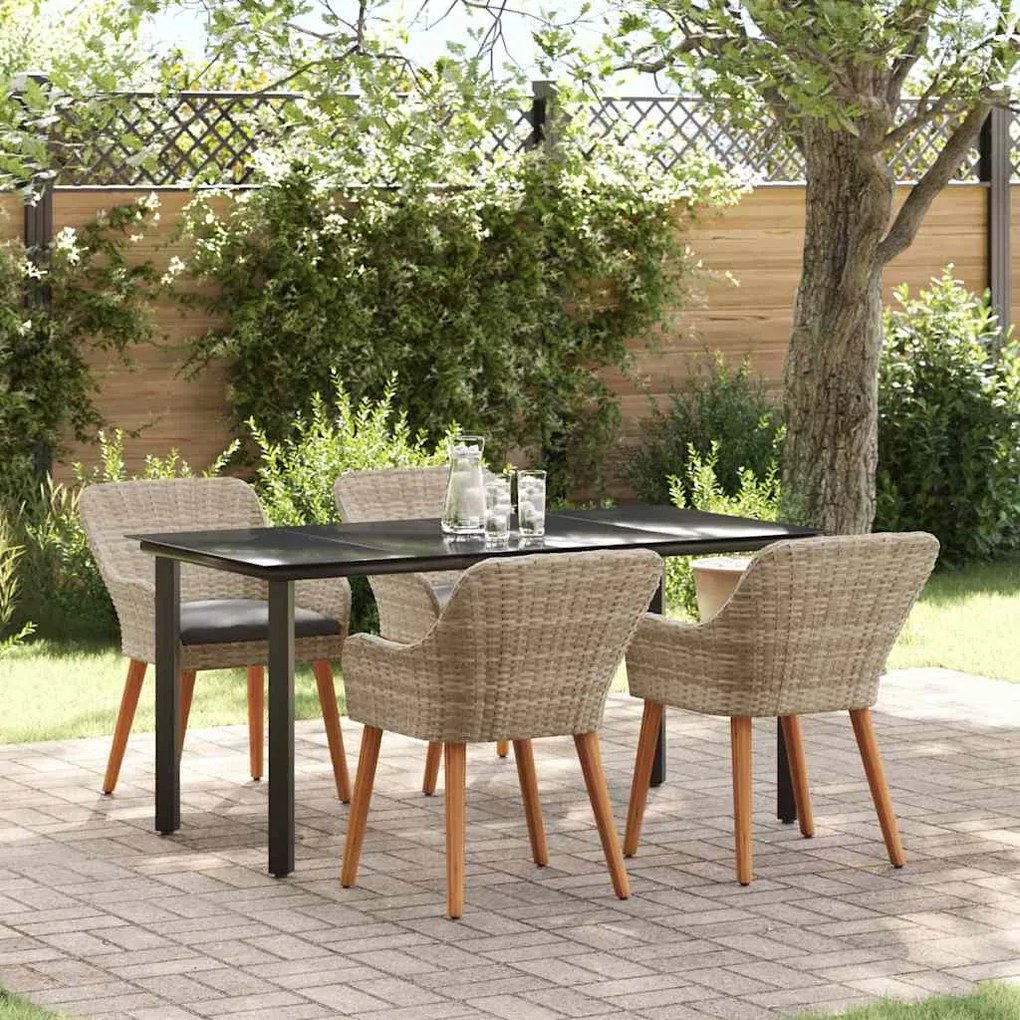 vidaXL Σετ τραπεζαρίας 5 pcs Ανοιχτό γκρι Πολυ ράταν