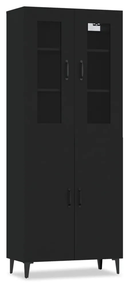 vidaXL Ντουλάπι Μαύρο 69,5x34x180 εκ. από Επεξεργασμένο Ξύλο