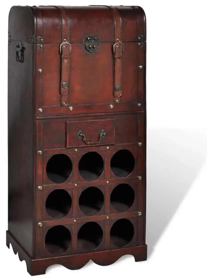 vidaXL Ραφιέρα Κρασιών με Αποθηκευτικό Χώρο για 9 Μπουκάλια Ξύλινη