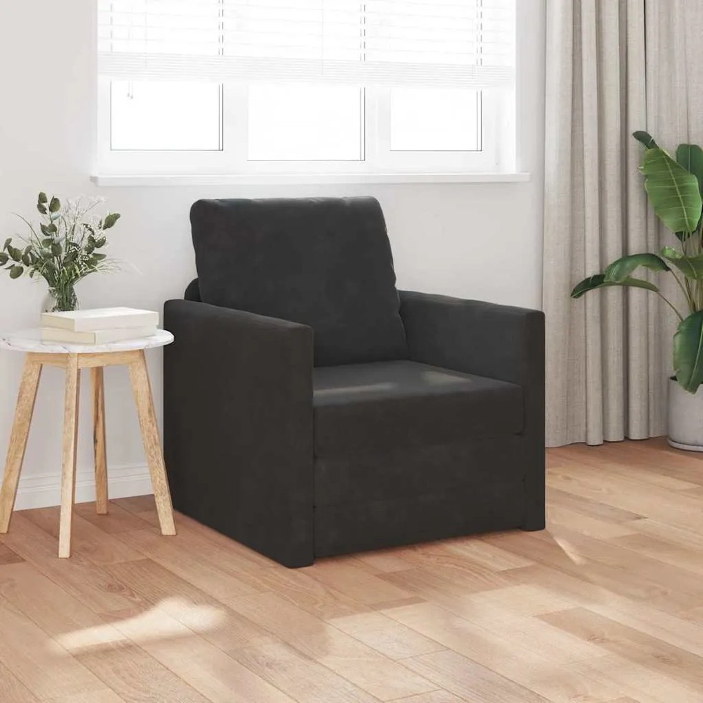 vidaXL Καναπές Κρεβάτι 2 σε 1 Μαύρος 74x77x81 cm Βελούδο