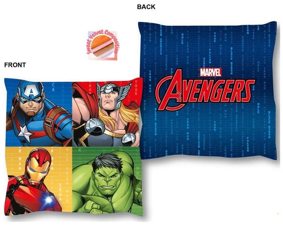 Μαξιλάρι Διακοσμητικό Παιδικό 3D (Με Γέμιση) Marvel Avengers 53 38X38 Blue DimCol 38Χ38 Velboa