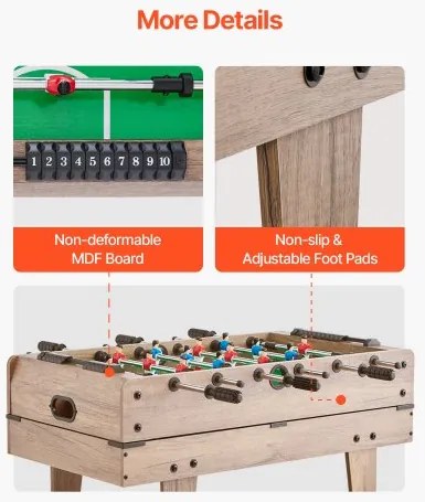 VEVOR 82cm Air Hockey Table 4-in-1 Combo Game Table Foosball Ping Pong Billiard