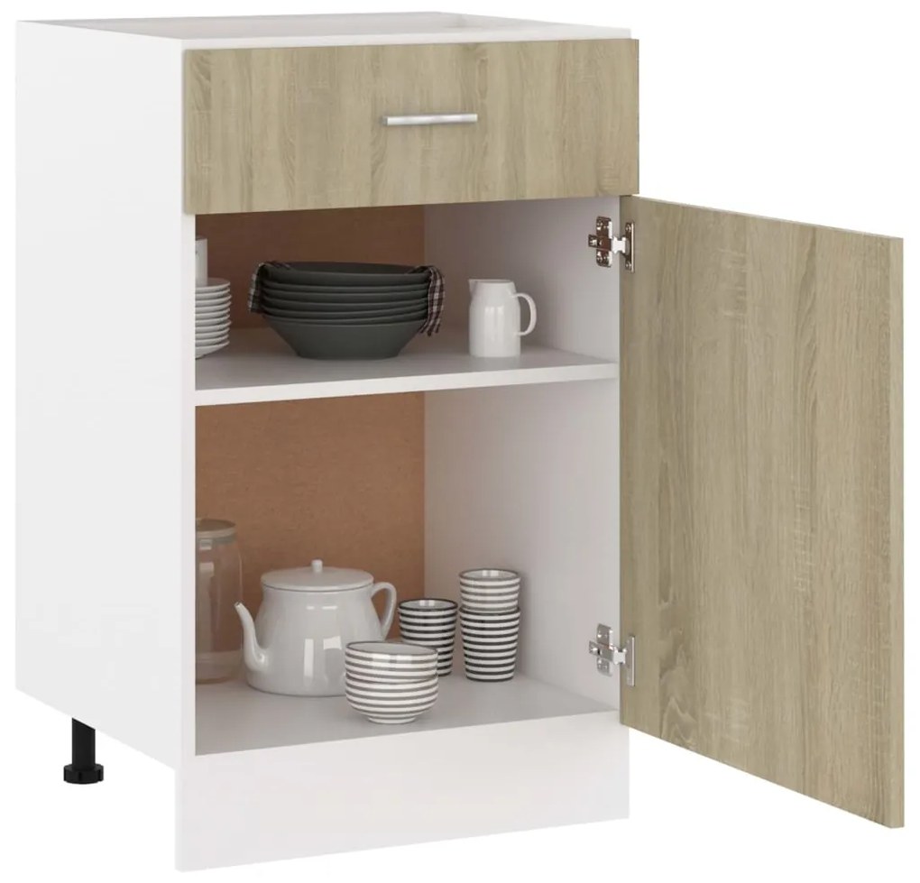 vidaXL Ντουλάπι με Συρτάρια "Lyon" σε Χρώμα Sonoma Δρυς 50x46x81,5 εκ. από Τεχνητό Ξύλο