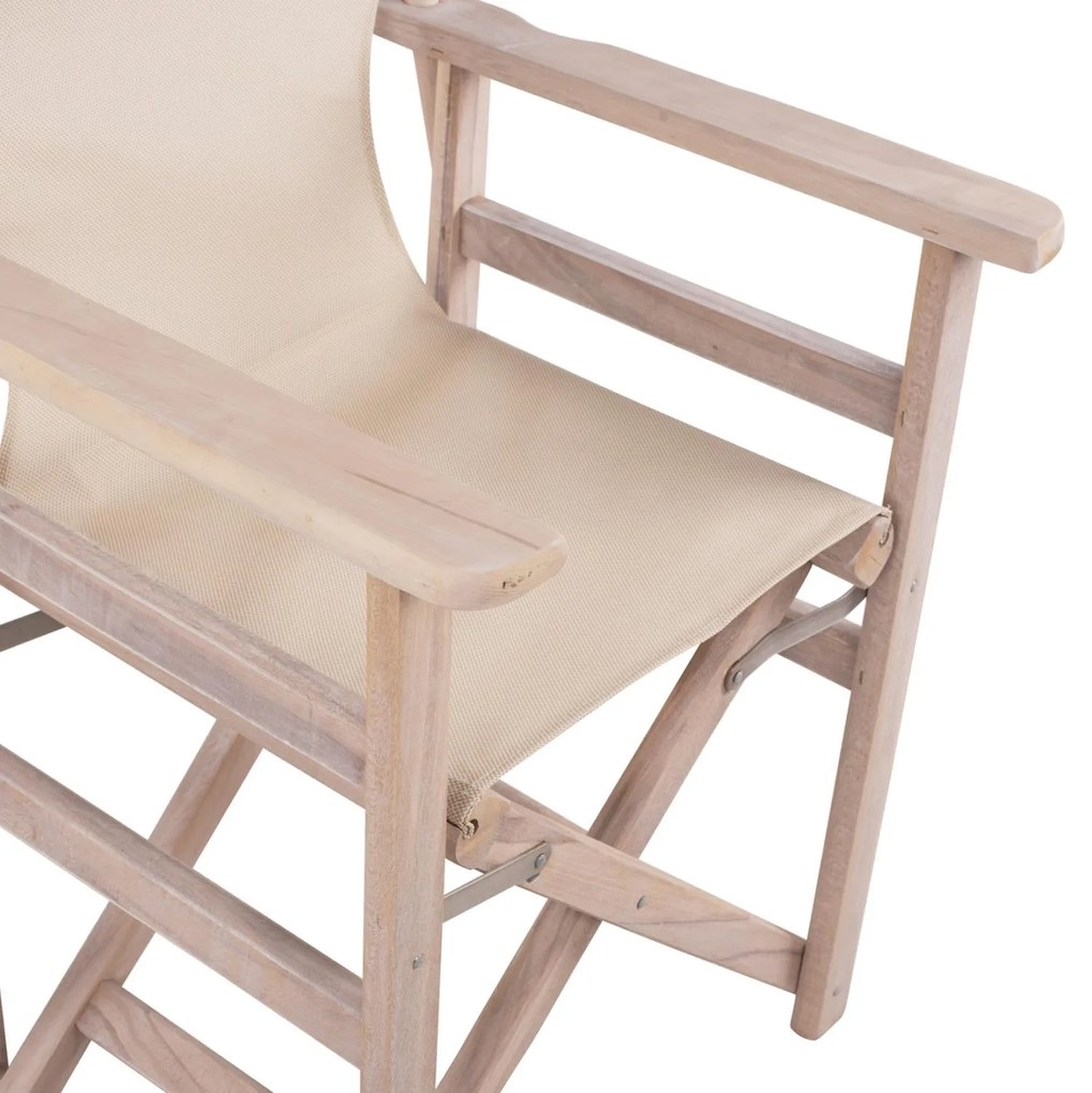 Καρέκλα Σκηνοθέτη ΛΗΜΝΟΣ C10453.60 Chalk Finish Λευκή Εμποτισμού με PVC Εκρού 57x54x88.5 εκ.