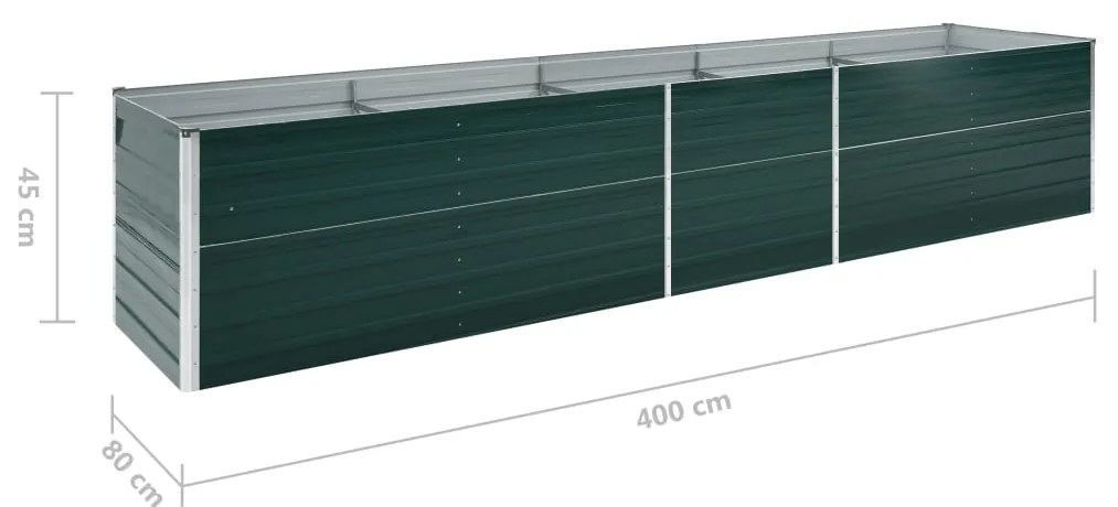 Ζαρντινιέρα Υπερυψωμένη Πράσινη 400x80x45 εκ. Γαλβαν. Χάλυβας - Πράσινο