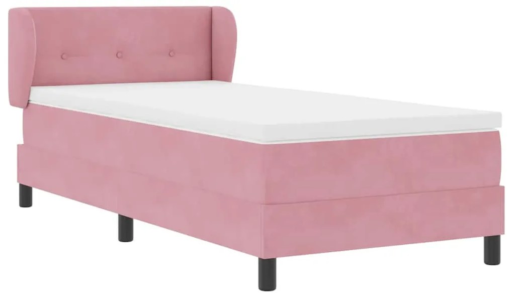 vidaXL Κρεβάτι με ελατήρια με στρώμα Ροζ 100 x 200 cm Βελούδο