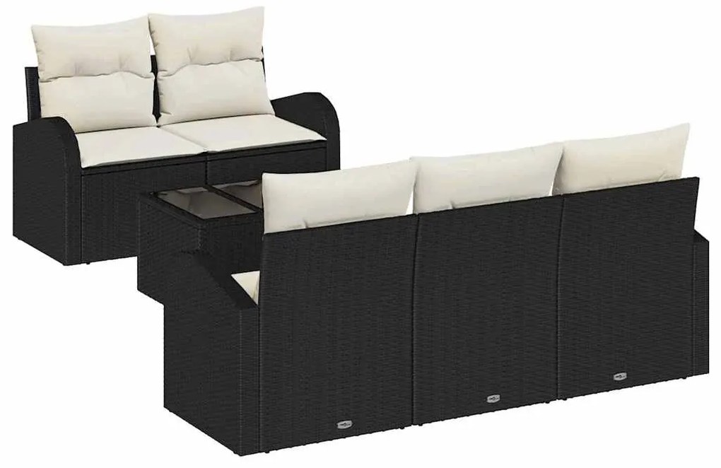 vidaXL Σετ Καναπέ Κήπου 6 pcs Μαύρο 55 x 55 x 37 εκ Πολυ ράταν
