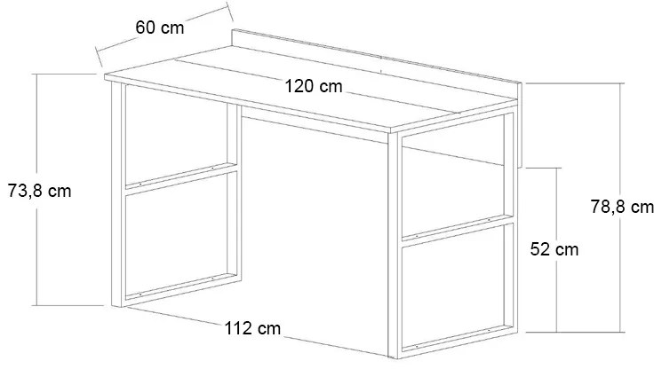 Γραφείο εργασίας Rana Megapap χρώμα καρυδί - μαύρο 120x60x78,8εκ.