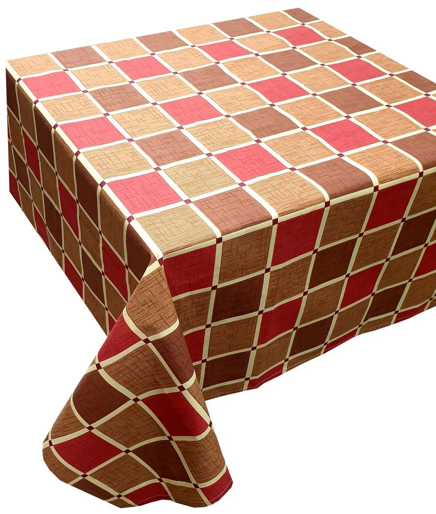 Τραπεζομάντηλο ΚΟΜΒΟΣ Καρό Polycotton Design-2 Red 140x180