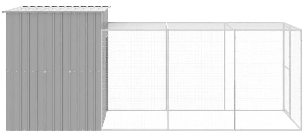 Κοτέτσι με Περίβολο Αν. Γκρι 165x455x181 εκ. Γαλβαν. Χάλυβας - Γκρι