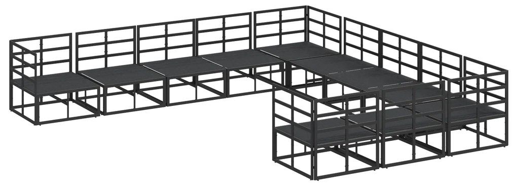 vidaXL Σετ Καναπέ Κήπου με μαξιλάρι 11 pcs Μαύρο Αλουμίνιο
