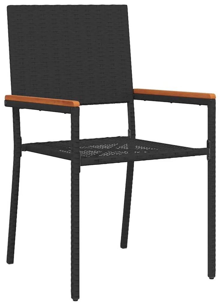 vidaXL Σέτ φαγητού για κήπο με μαξιλάρι 5 pcs Μαύρο συνθετικό ρατάν