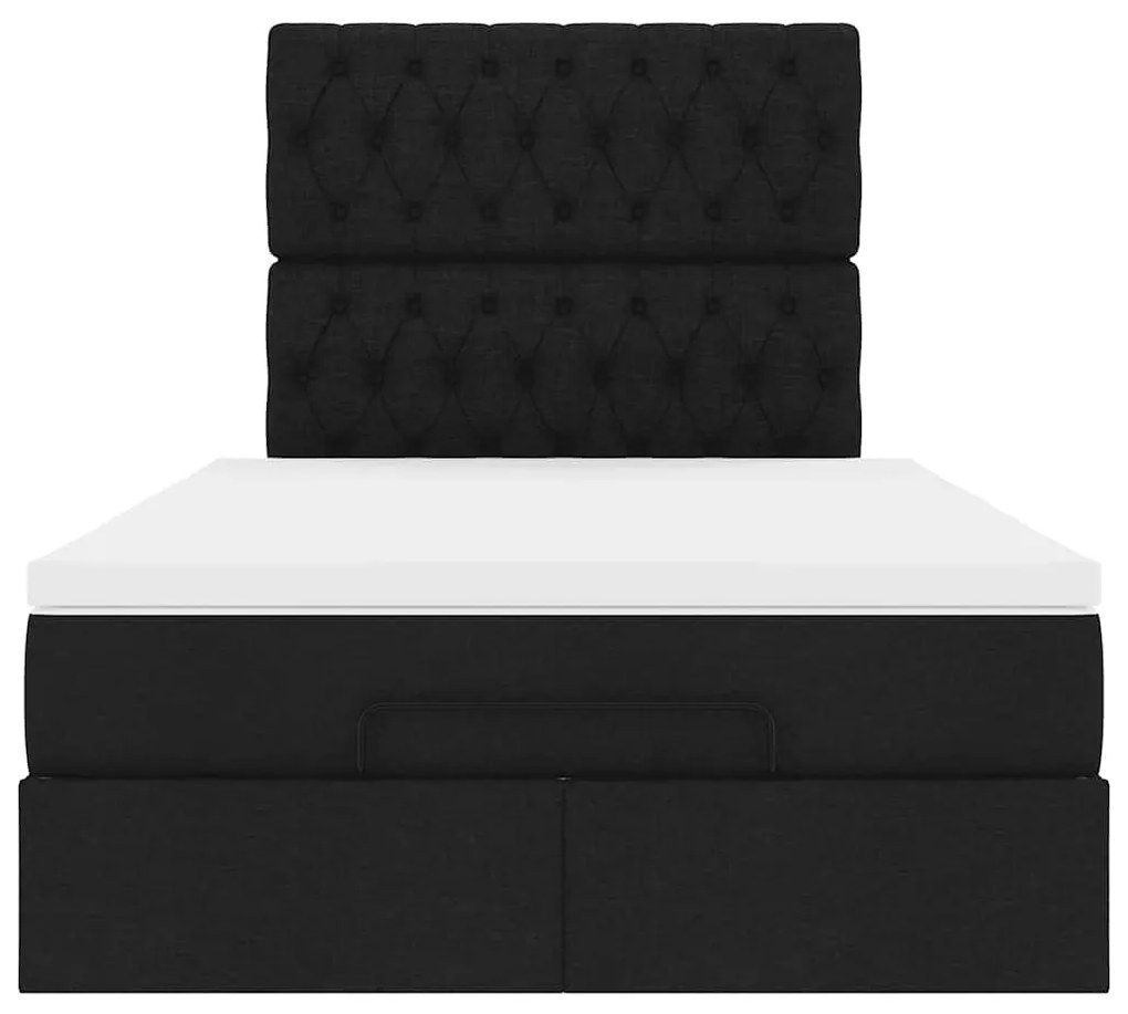 vidaXL Οθωμανικό κρεβάτι με στρώμα Μαύρο 120x200cm Ύφασμα