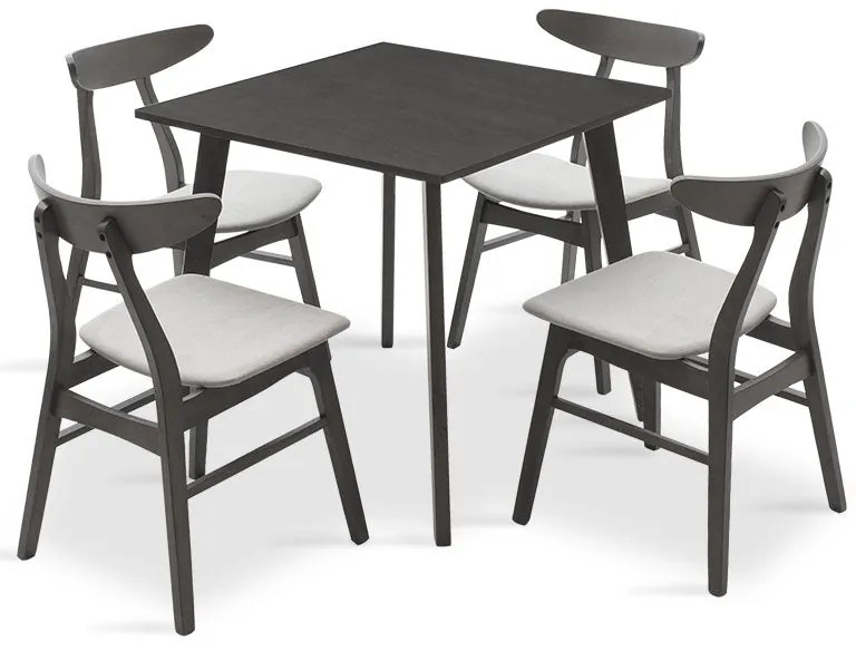 Tραπεζαρία Benson - Orlean pakoworld σετ 5τμχ rustic grey - ύφασμα γκρι 80x80x75εκ