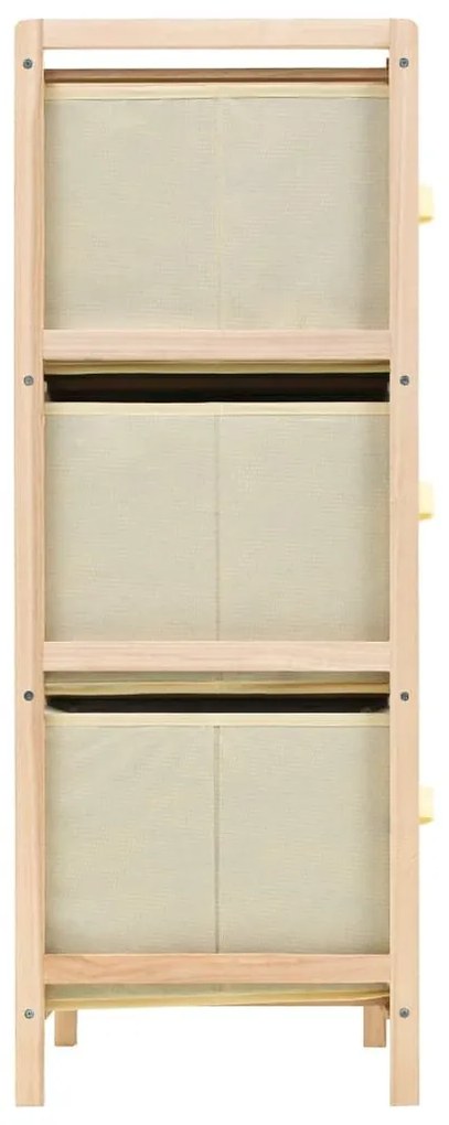 Συρταριέρα με 6 Καλάθια Μπεζ από Ξύλο Κέδρου / Ύφασμα - Μπεζ