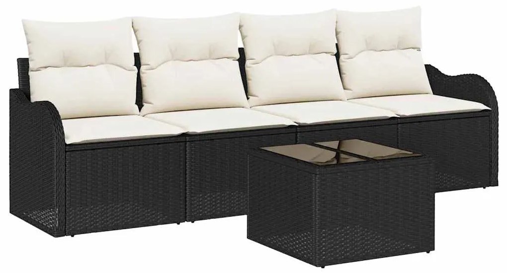 vidaXL Σετ Καναπέ Κήπου με μαξιλάρι 5 pcs Μαύρο, Κρέμα 55 x 55 x 37 εκ