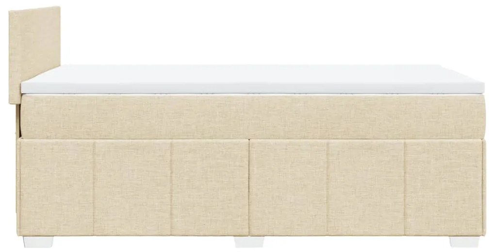 vidaXL Κρεβάτι Boxspring με Στρώμα Κρεμ 90x200 εκ.Υφασμάτινο