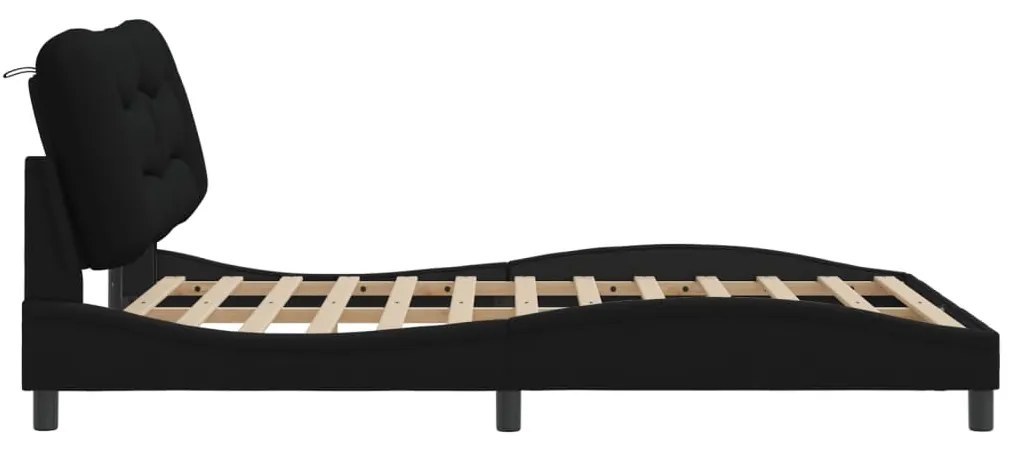 vidaXL Σκελετός Κρεβατιού Χωρίς Στρώμα Hvar Μαύρο 140x200 εκ.Υφασμάτινο