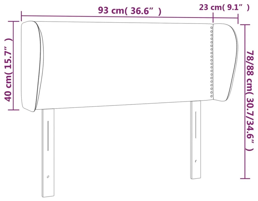 Κεφαλάρι με Πτερύγια Σκούρο Γκρι 93x23x78/88 εκ. Βελούδινο 3117041