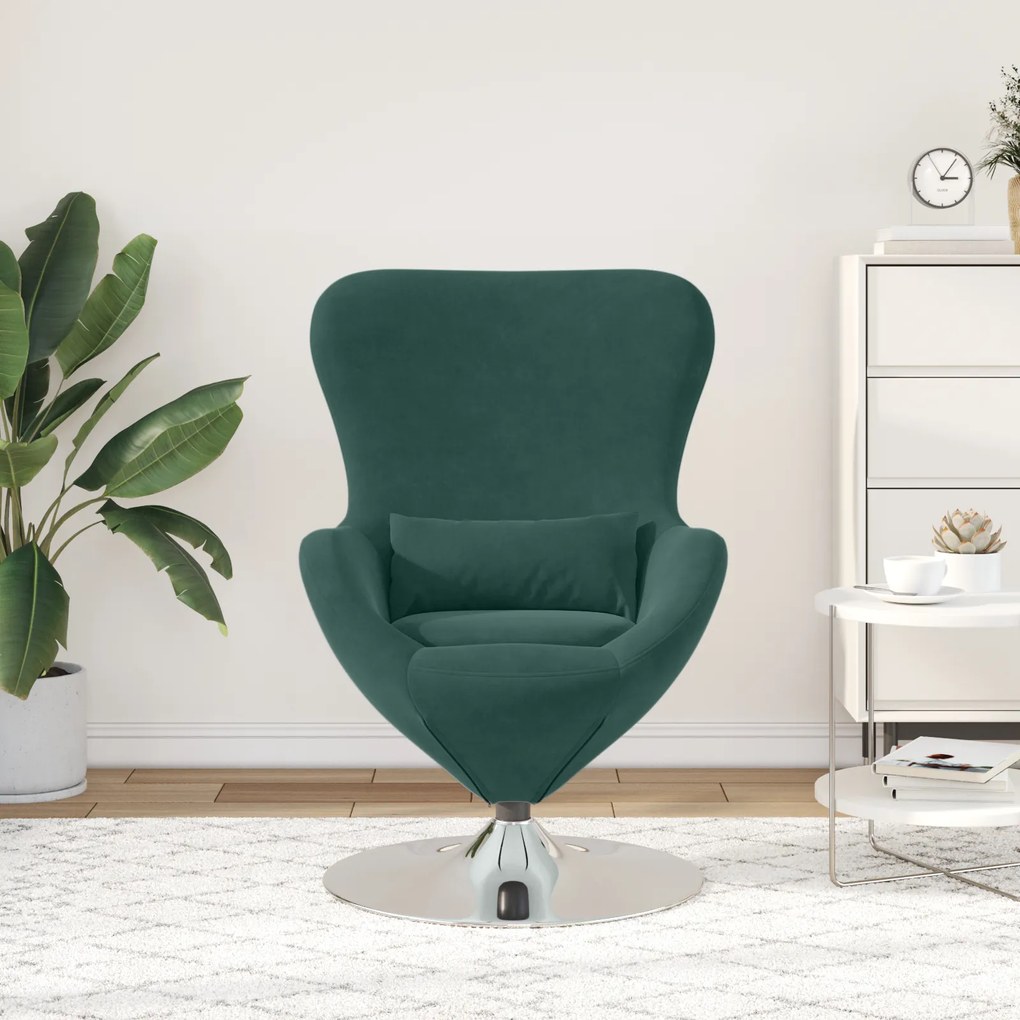 vidaXL Πολυθρόνα Αυγού Dark Green Βελούδο