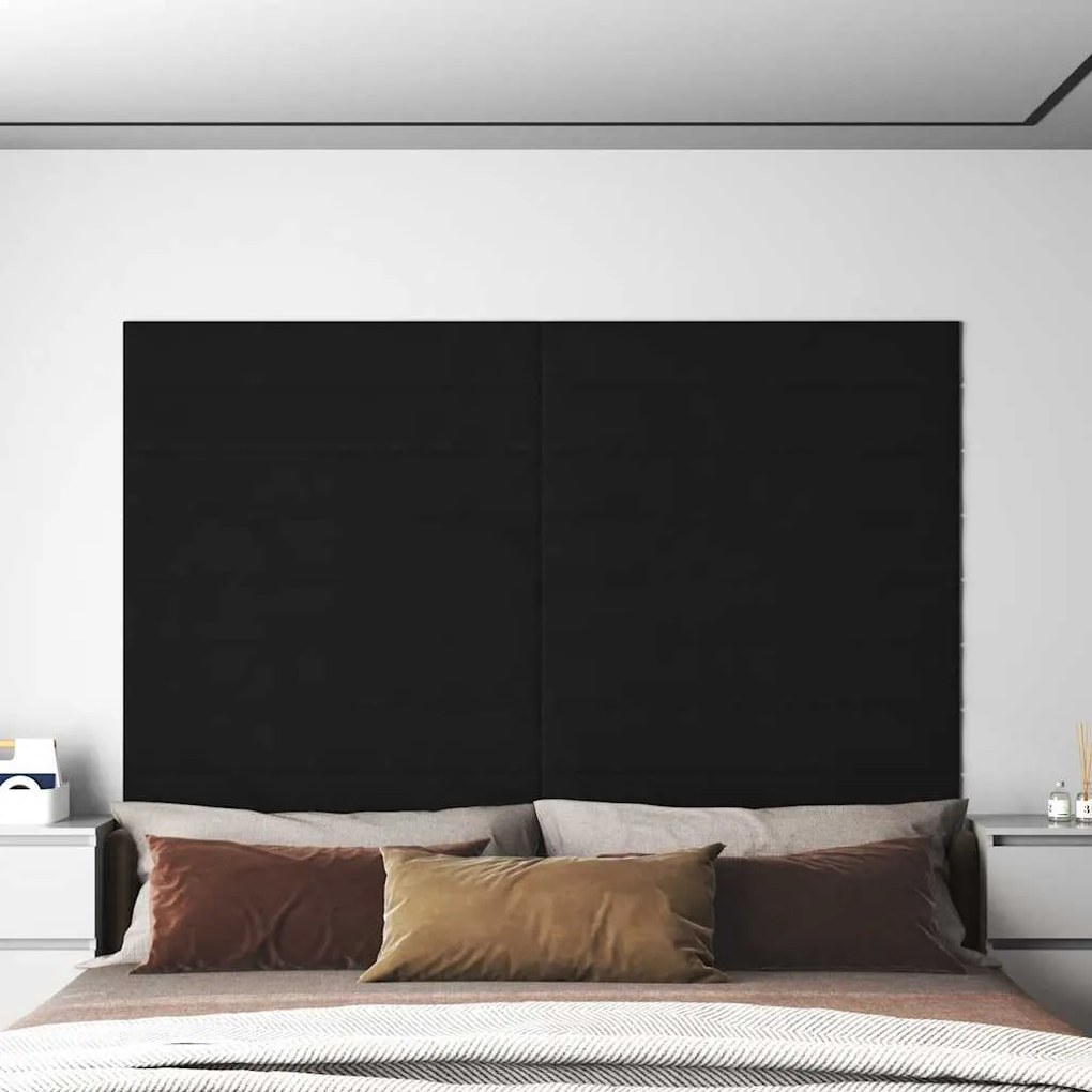 vidaXL Πάνελ Τοίχου 12 τεμ. Μαύρο 90x15 εκ. 1,62 μ² Βελούδινα