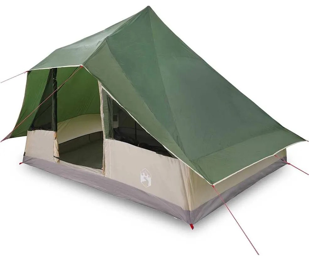 vidaXL Σκηνή Τιπί με στέγη Πράσινο 364 x 281 x 257 εκ. ταφτάς