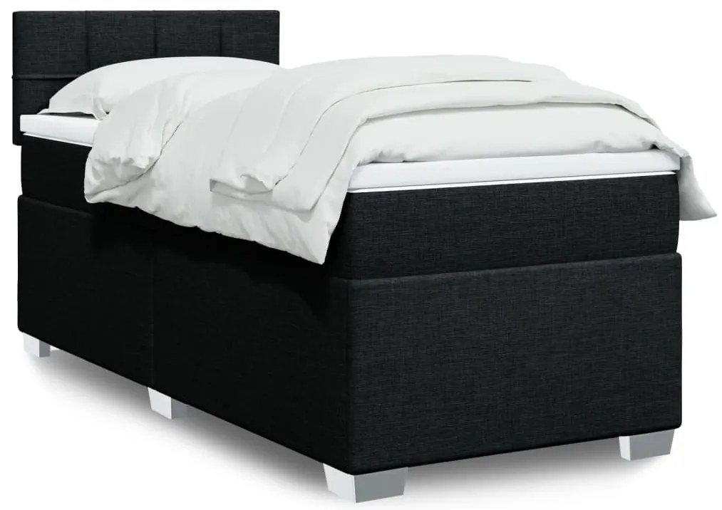 vidaXL Κρεβάτι Boxspring με Στρώμα Μαύρο 100 x 200 εκ. Υφασμάτινο