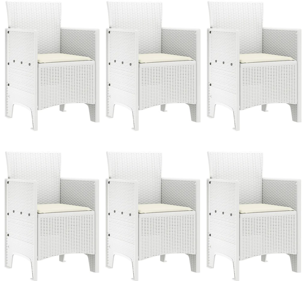 vidaXL Σετ Τραπεζαρίας Κήπου 7 pcs Λευκό Ρατάν πολυαιθυλενίου