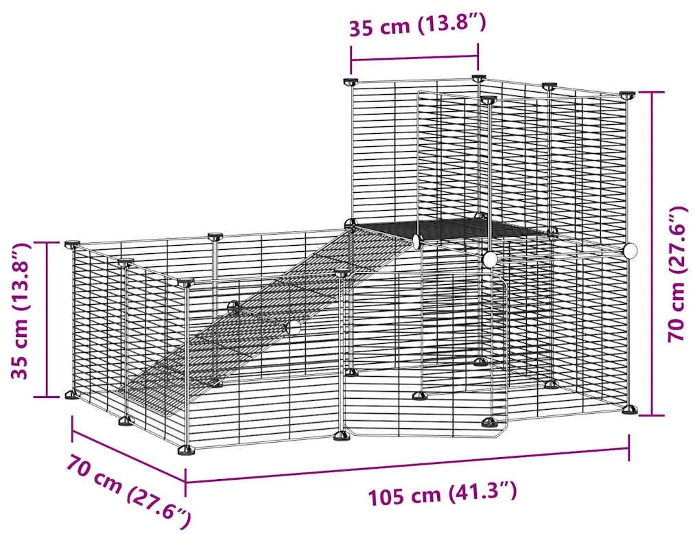 vidaXL Κλουβί Κατοικίδιων με 20 Πάνελ + Πόρτα Μαύρο 35 x 35εκ Ατσάλινο